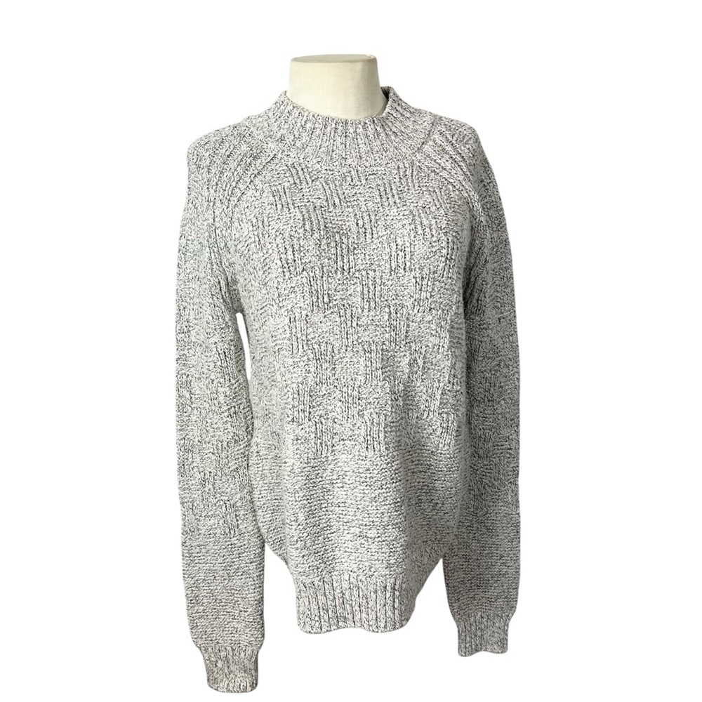 Prana Sky Meadow sweater size‎ Small speckled white/gray/black basketweave knit